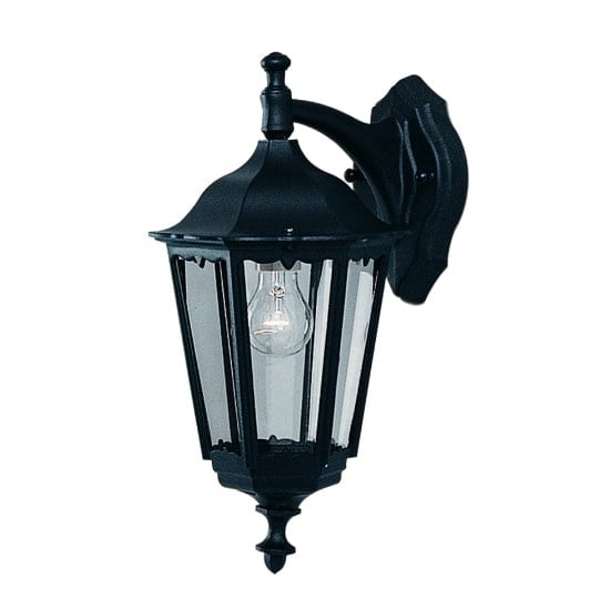 Bel Aire Outdoor Wall Down Light In Black With Clear Glass | Bed Sava