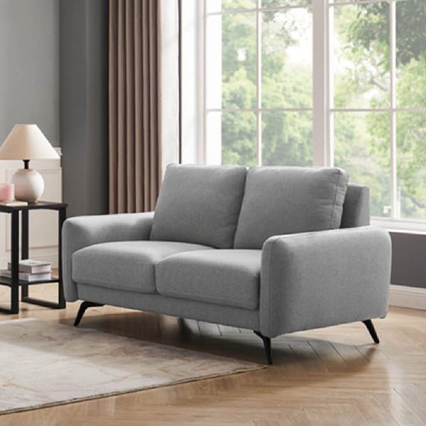 Belfast Fabric 2 Seater Sofa With Black Legs In Grey | Bed Sava