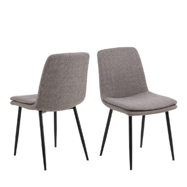 Belfast Light Brown Fabric Dining Chairs With Black Legs In Pair | Bed Sava