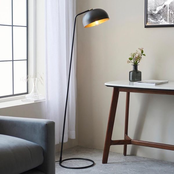 Belfast Metal Floor Lamp In Antique Brass And Matt Black | Bed Sava