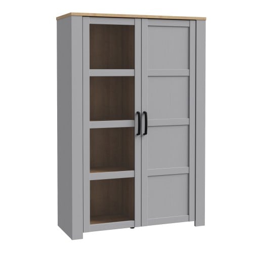 Belgin Wooden Display Cabinet 2 Doors In Grey And Oak