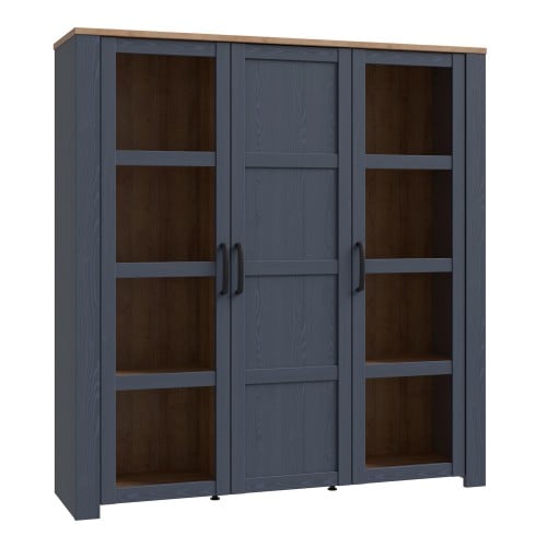 Belgin Wooden Display Cabinet 3 Doors In Navy And Oak