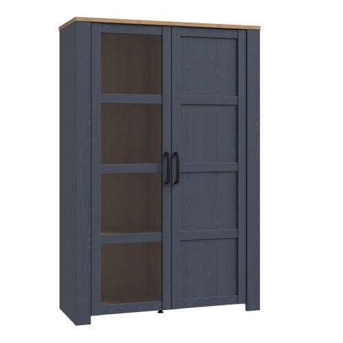 Belgin Wooden Display Cabinet 2 Doors In Navy And Oak