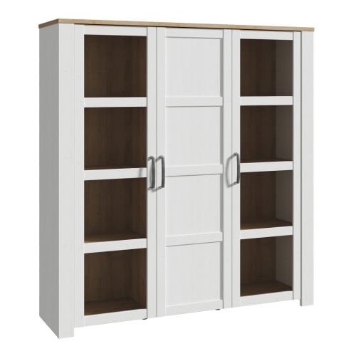 Belgin Wooden Display Cabinet 3 Doors In White And Oak