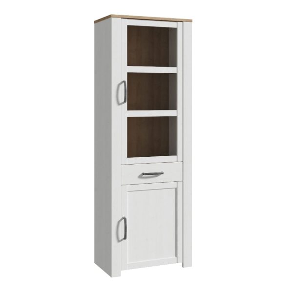 Belgin Wooden Display Cabinet With 2 Doors In White Oak | Bed Sava