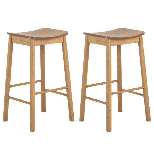 Belgrade Matt Oak Wooden Bar Stools In Pair | Bed Sava