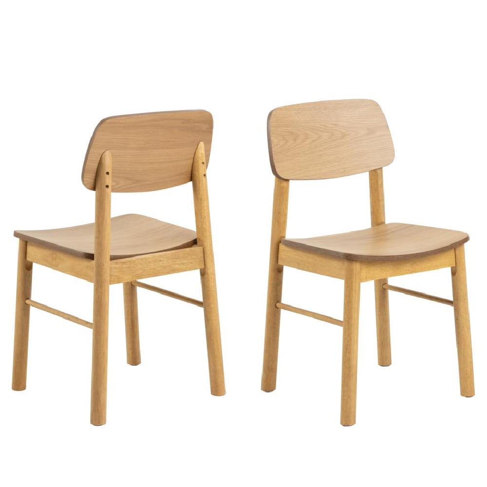 Belgrade Matt Oak Wooden Dining Chairs In Pair