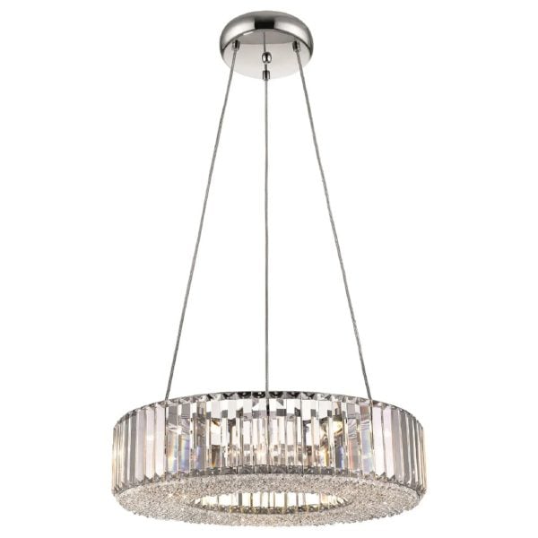 Belgravia 6 Light Clear Crystal Pendant Light In Chrome | Bed Sava