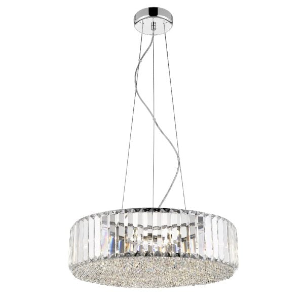 Belgravia 5 Light Clear Crystal Pendant Light In Chrome | Bed Sava