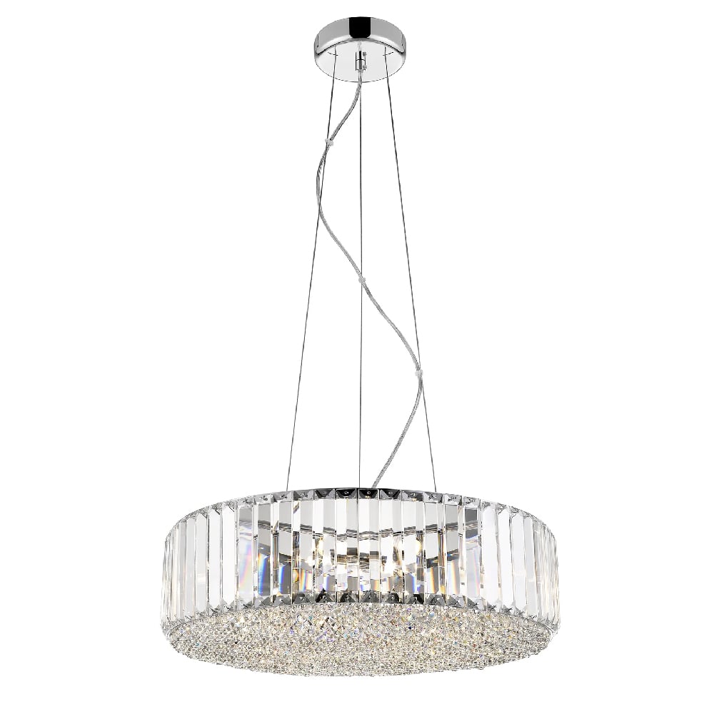 Belgravia 5 Light Clear Crystal Pendant Light In Chrome