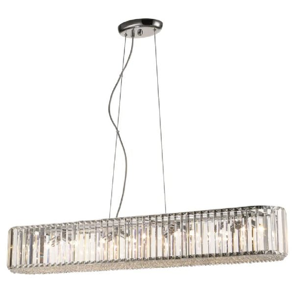 Belgravia 8 Light Clear Crystal Pendant Light Oval In Chrome | Bed Sava