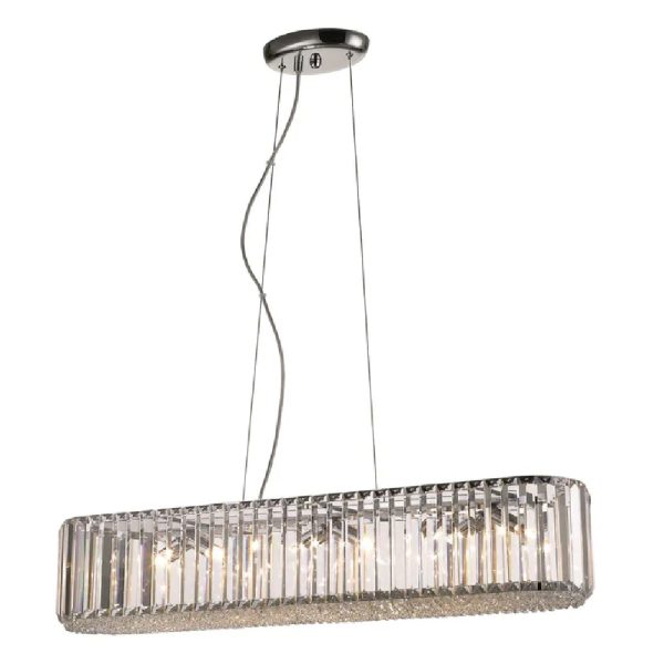 Belgravia 6 Light Clear Crystal Pendant Light Oval In Chrome | Bed Sava
