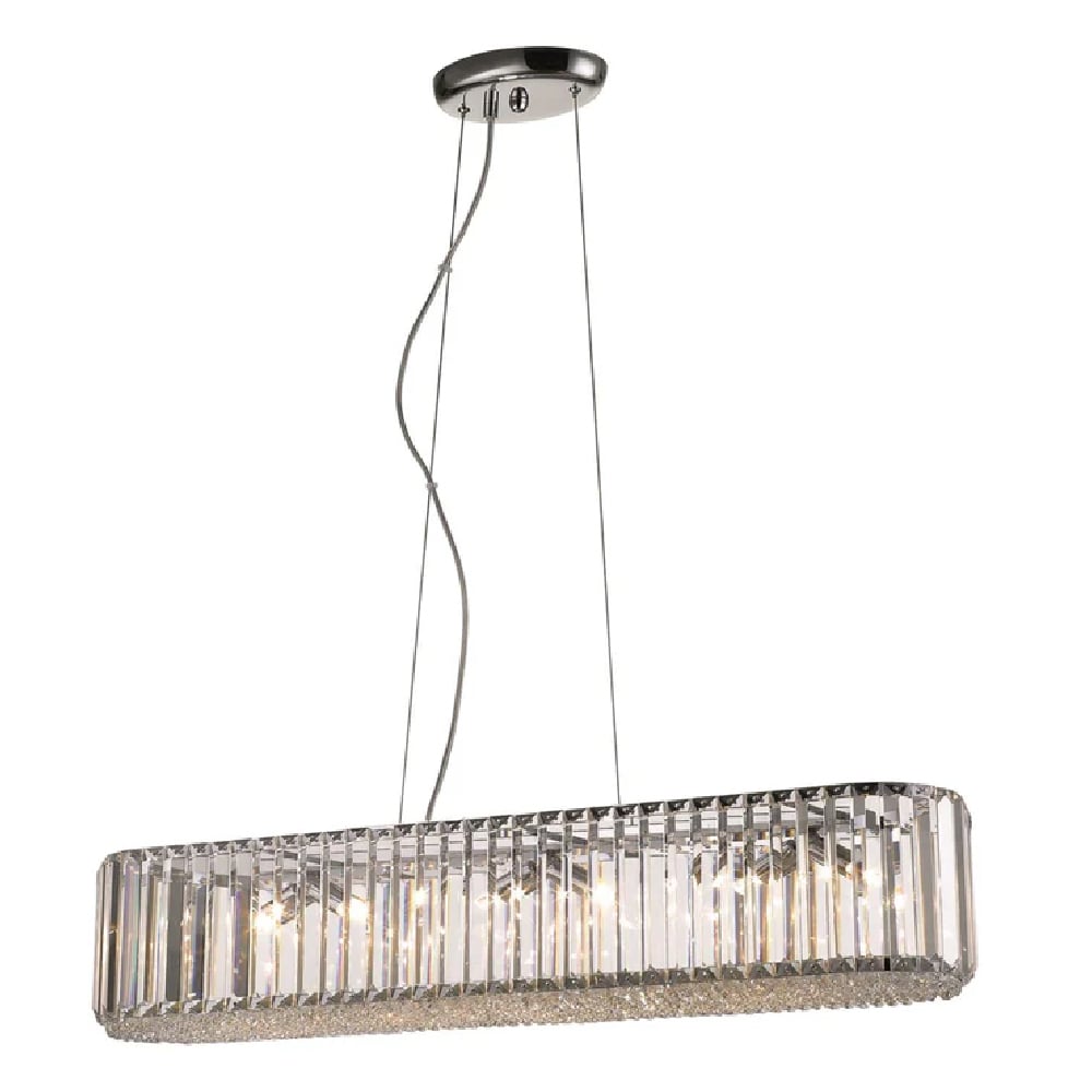 Belgravia 6 Light Clear Crystal Pendant Light Oval In Chrome