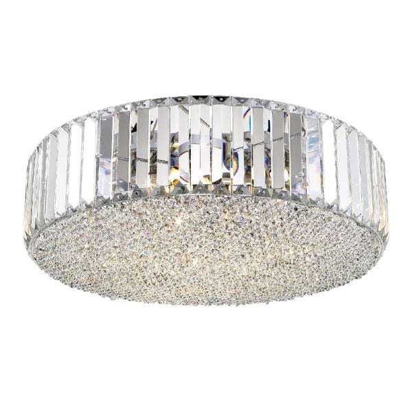 Belgravia Clear Crystal Flush Fitting Light In Chrome | Bed Sava