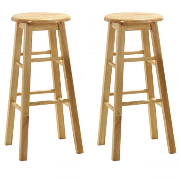 Belita Oak Wooden Bar Stools In Pair | Bed Sava