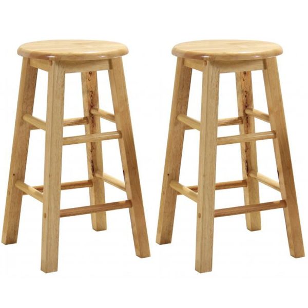 Belita Large Oak Wooden Stools In Pair | Bed Sava