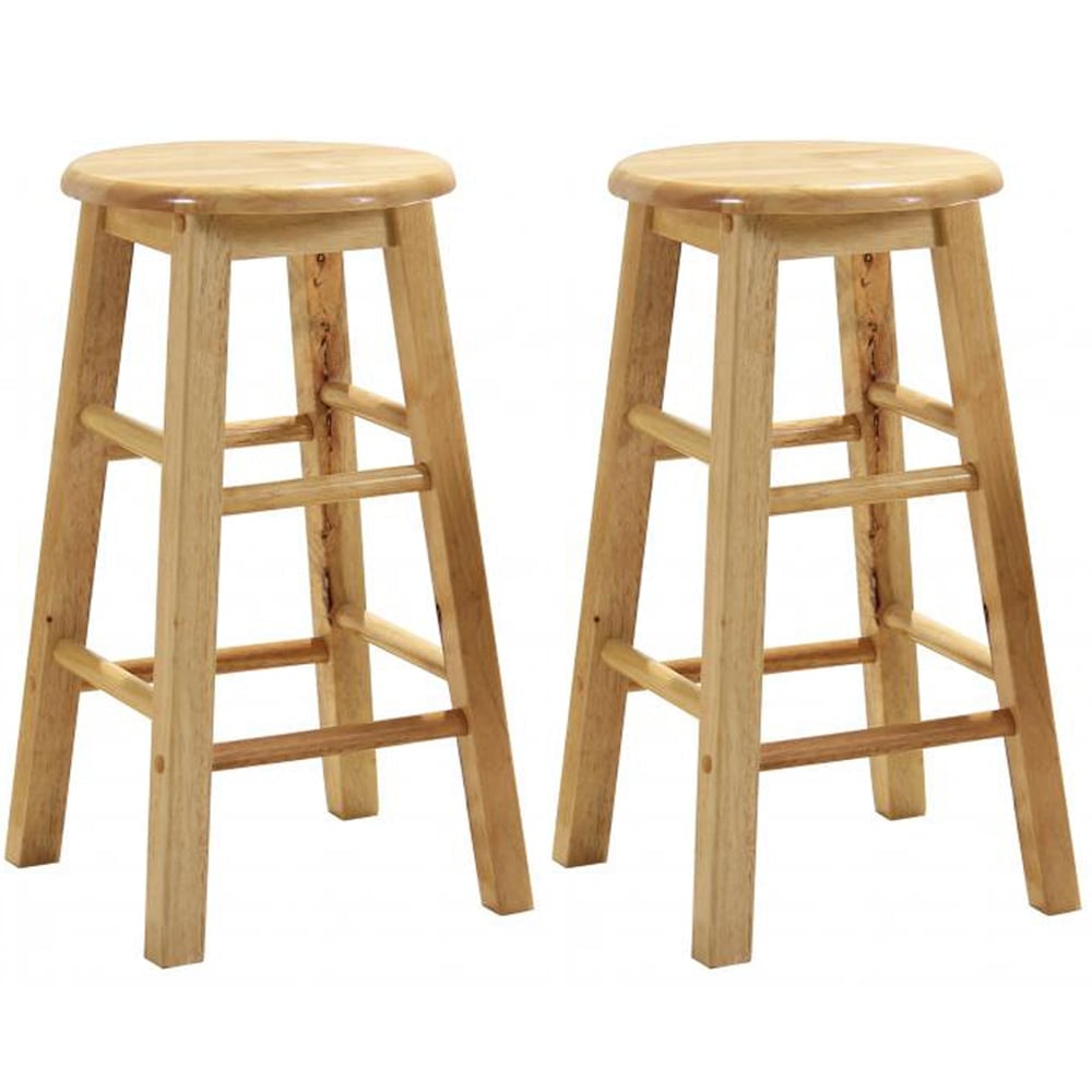 Belita Large Oak Wooden Stools In Pair