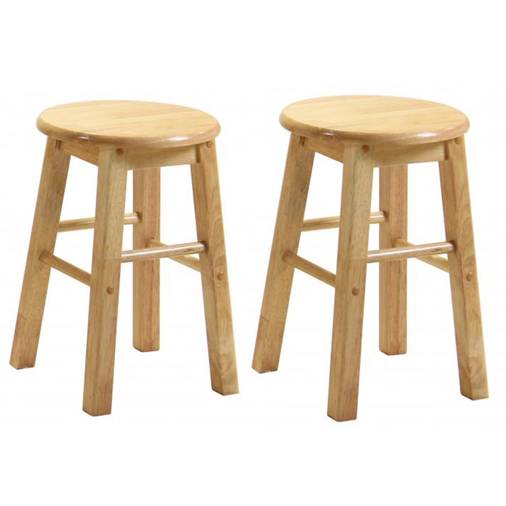 Belita Small Oak Wooden Stools In Pair