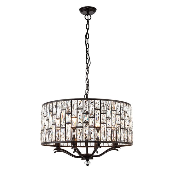 Belle 8 Lights Faceted Glass Pendant Light In Dark Bronze