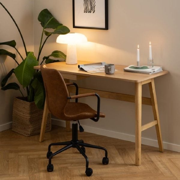 Belleville Wooden Laptop Desk With 1 Drawer In Matt Oak | Bed Sava