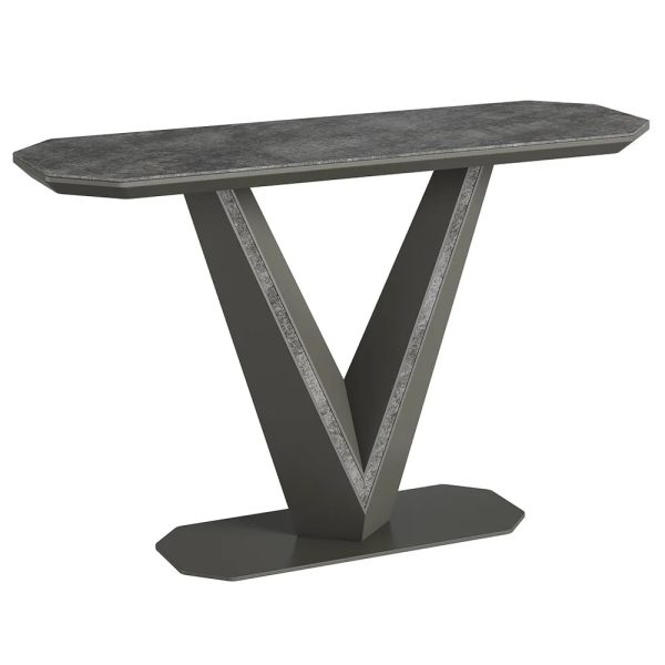 Bellevue Ceramic Rectangular Console Table In Slate Grey | Bed Sava