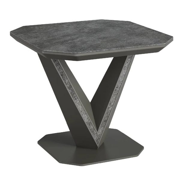 Bellevue Ceramic Square Side Table In Slate Grey | Bed Sava