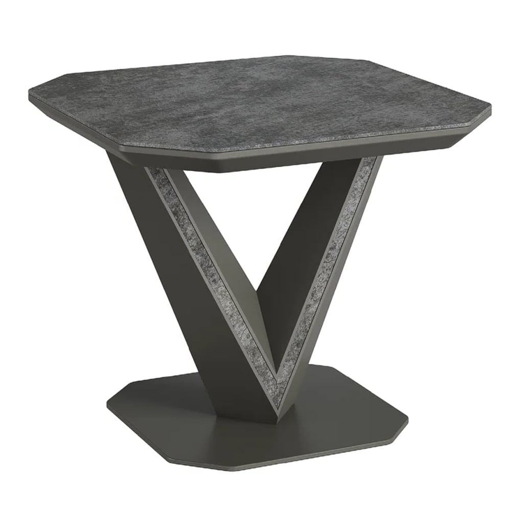 Bellevue Ceramic Square Side Table In Slate Grey | Bed Sava