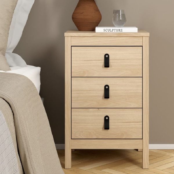 Bellevue Wooden Bedside Cabinet With 3 Drawers In Oak | Bed Sava