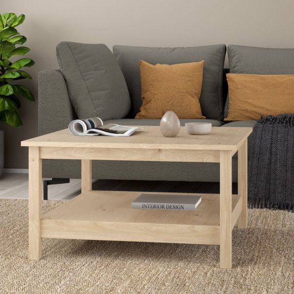 Bellevue Wooden Coffee Table With Undershelf In Oak | Bed Sava