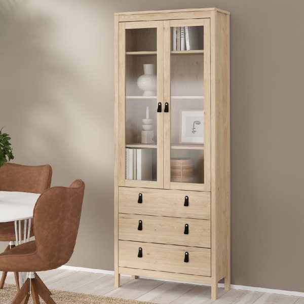Bellevue Wooden Display Cabinet With 2 Doors In Oak | Bed Sava