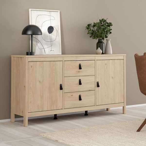 Bellevue Wooden Sideboard With 2 Doors 3 Drawers In Oak | Bed Sava