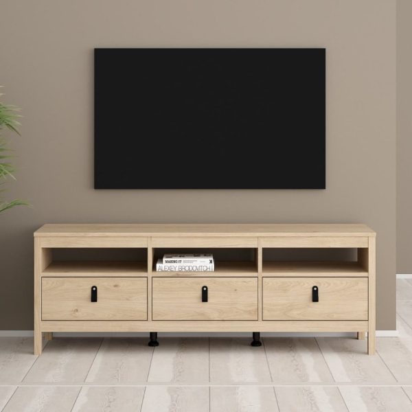 Bellevue Wooden TV Stand With 3 Drawers In Oak | Bed Sava