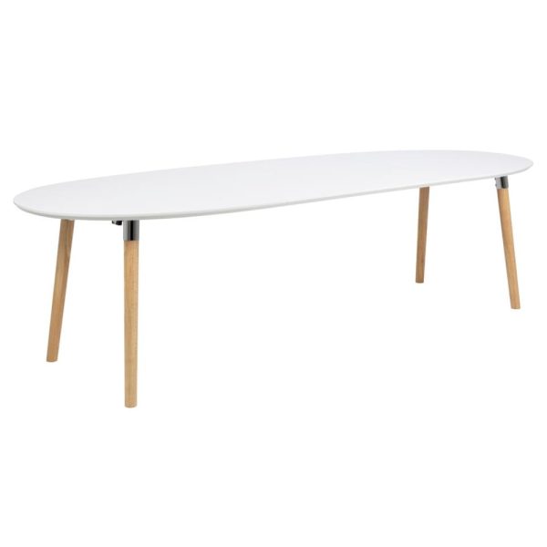 Bellini Wooden Extending Dining Table With Oak Legs In White | Bed Sava