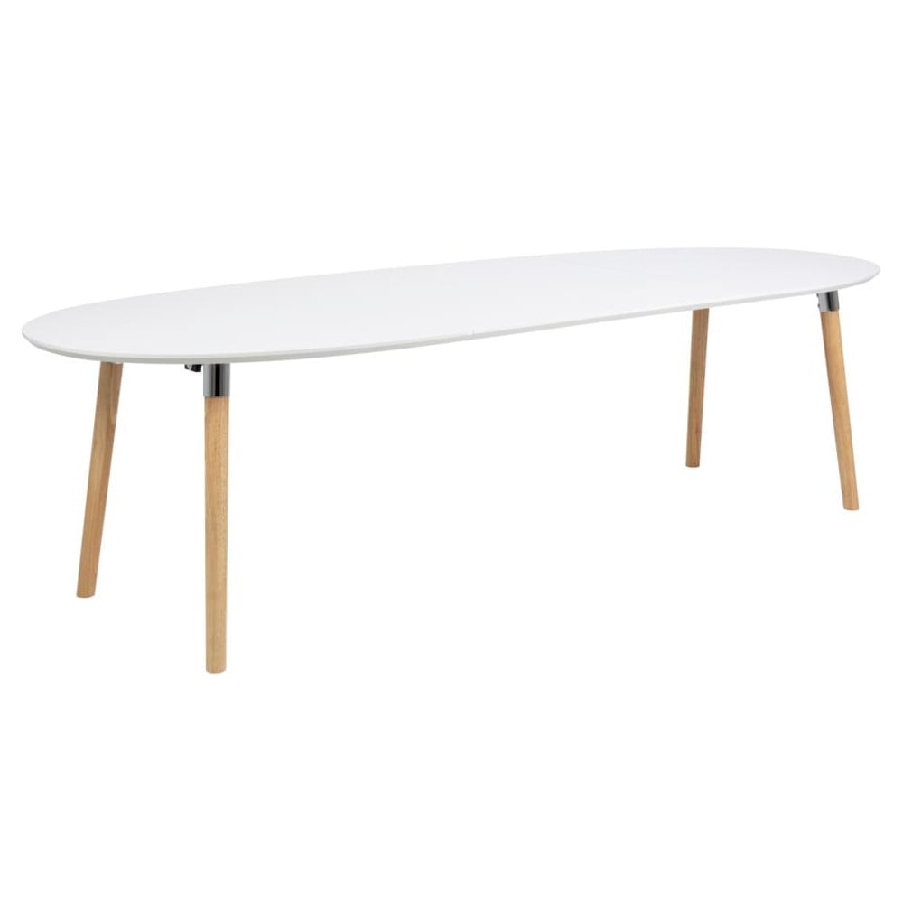 Bellini Wooden Extending Dining Table With Oak Legs In White