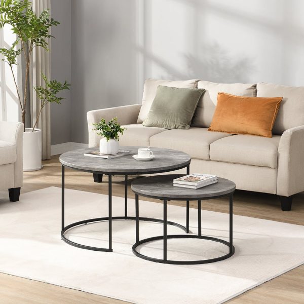 Bellini Wooden Nesting Coffee Tables In Concrete Effect | Bed Sava