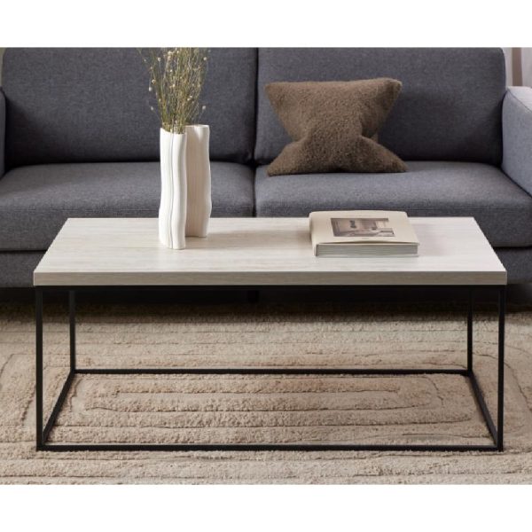 Bellmore Wooden Rectangular Coffee Table In Travertine | Bed Sava