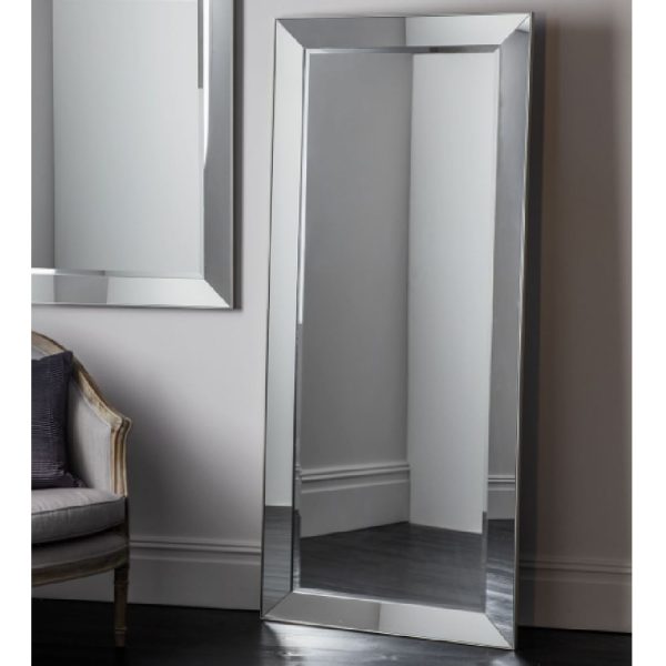 Bellport Wooden Rectangular Glass Mirror In Silver | Bed Sava