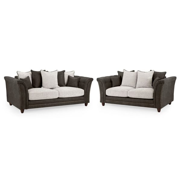 Bellvue Faux Leather 3+2 Seater Sofa Set In Grey | Bed Sava