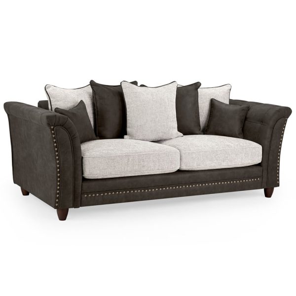 Bellvue Faux Leather 3 Seater Sofa In Grey | Bed Sava