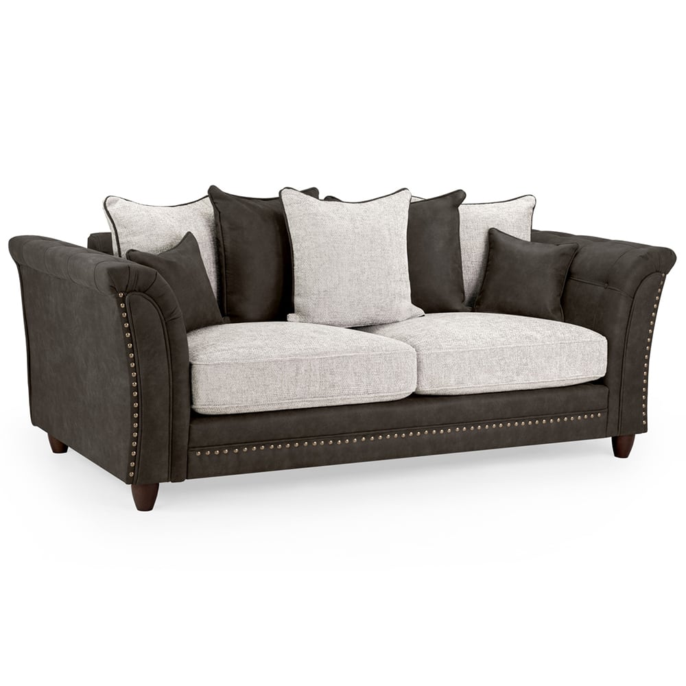 Bellvue Faux Leather 3 Seater Sofa In Grey