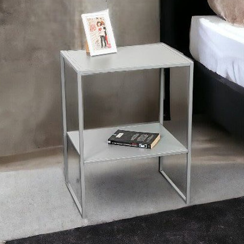 Bellvue Metal End Table With Undershelf In Grey