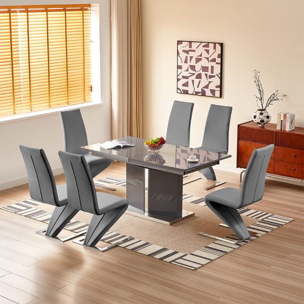 Belmonte Grey Extending Dining Table Large 6 Demi Z Grey Chairs | Bed Sava