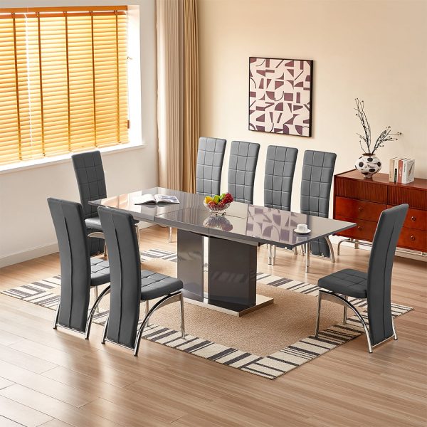 Belmonte Grey Extending Dining Table Large 8 Ravenna Grey Chairs | Bed Sava