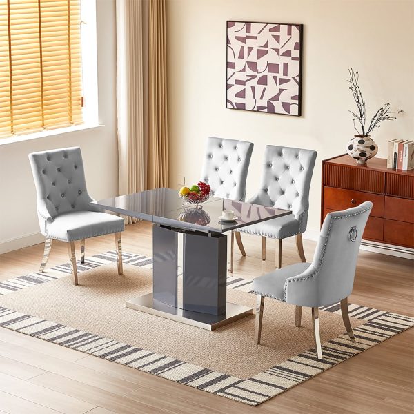 Belmonte Grey Extending Dining Table Small 4 Imperial Grey Chairs | Bed Sava