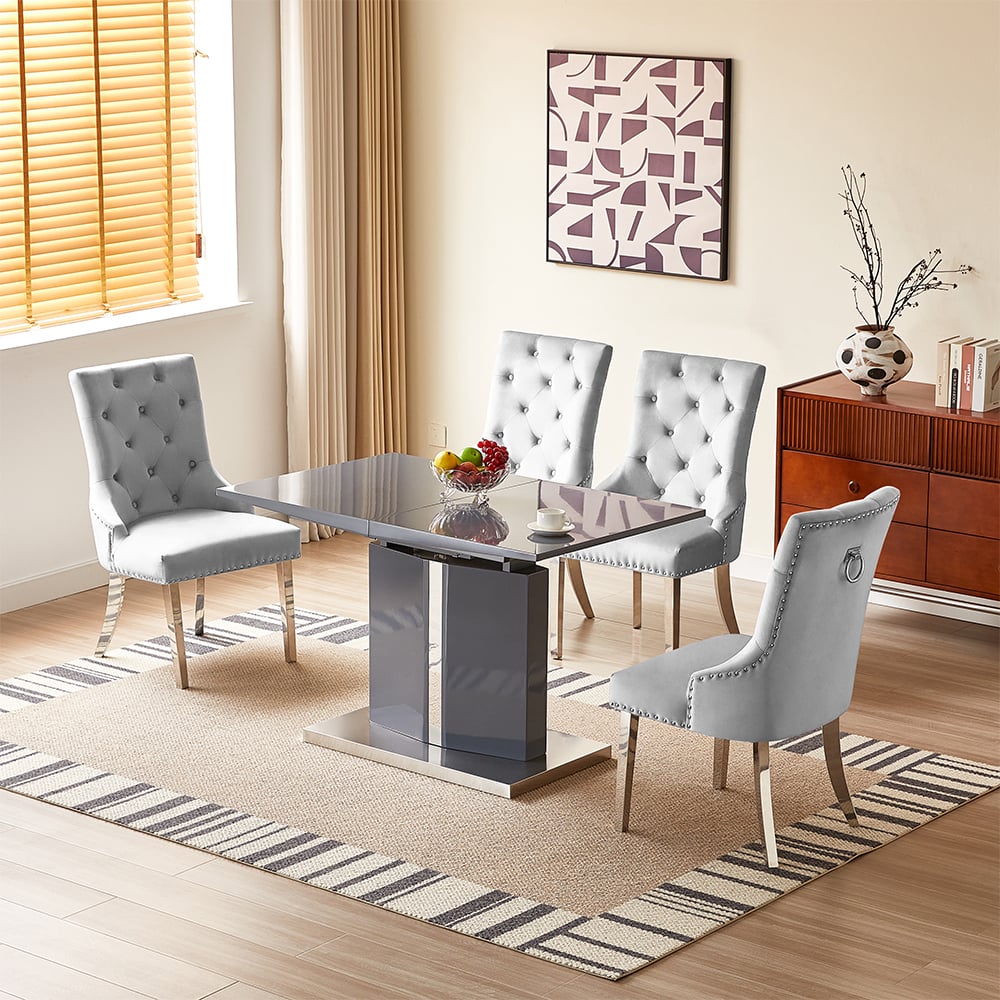 Belmonte Grey Extending Dining Table Small 4 Imperial Grey Chairs