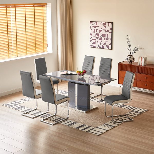 Belmonte Grey Extending Dining Table Small 6 Symphony Grey Chairs | Bed Sava