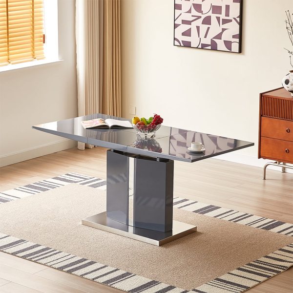 Belmonte High Gloss Extending Dining Table Small In Grey | Bed Sava