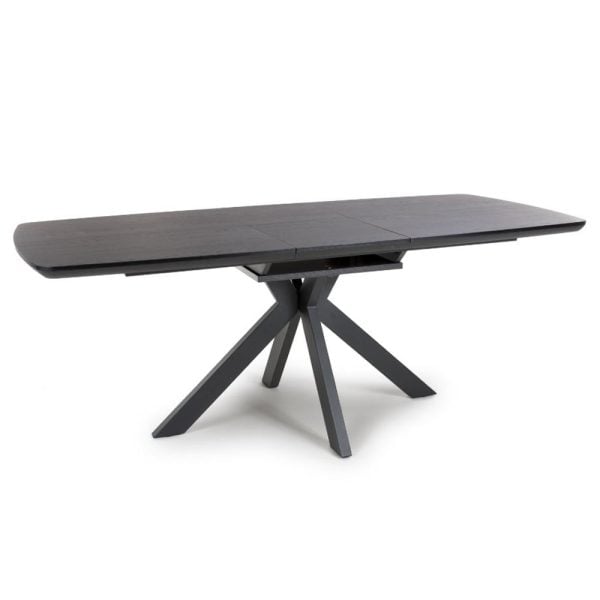 Beloit Large Wooden Extending Dining Table In Ash Black | Bed Sava