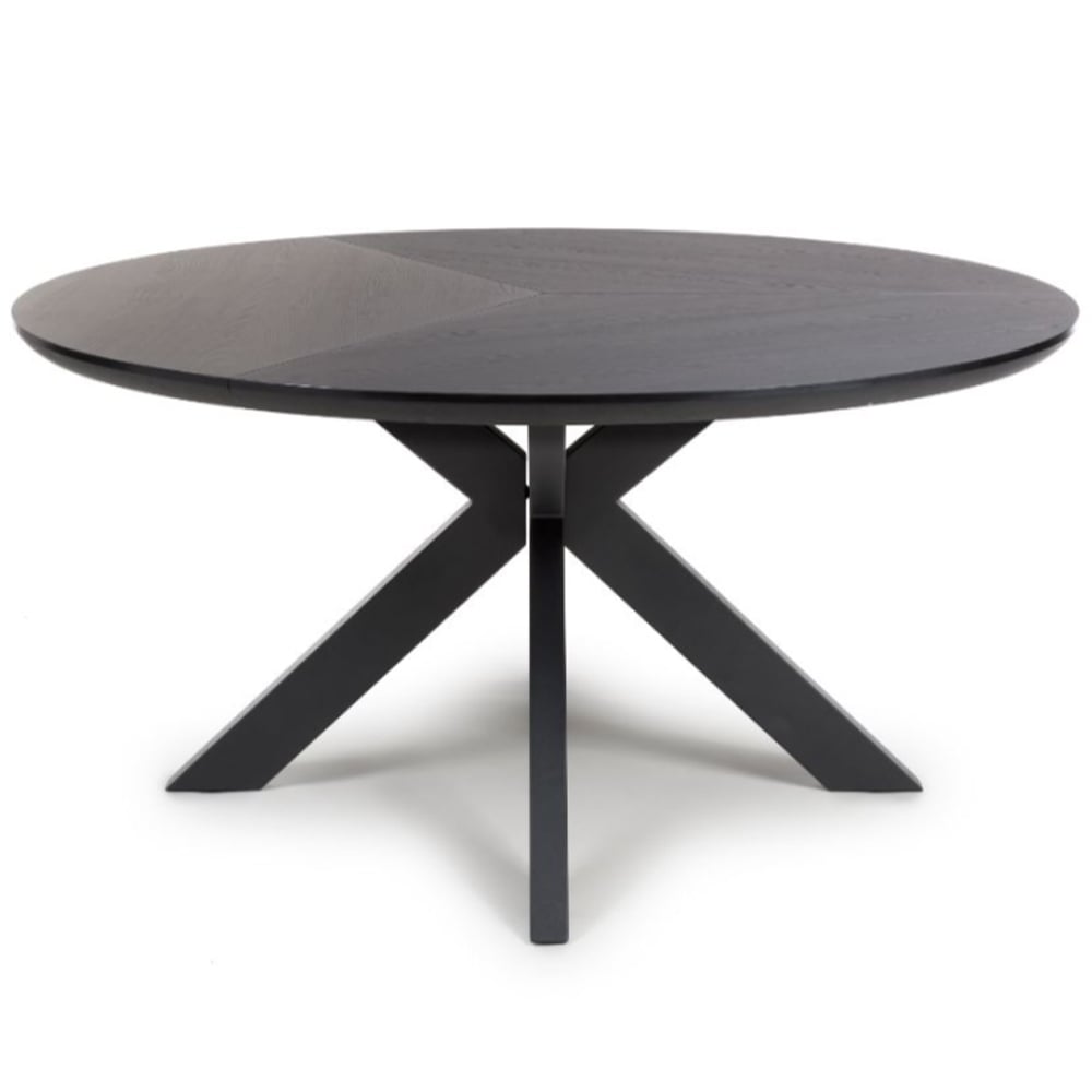 Beloit Large Wooden Round Dining Table In Black