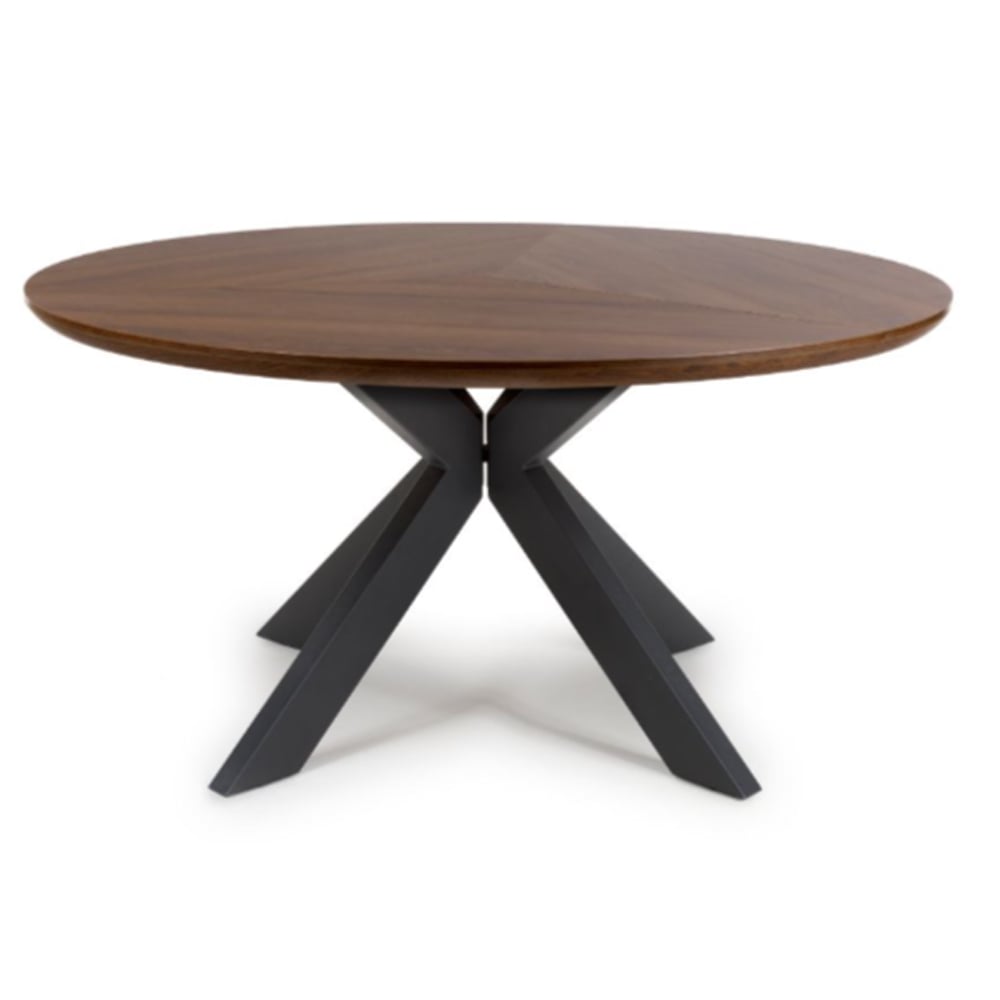 Beloit Large Wooden Round Dining Table In Smoked Oak